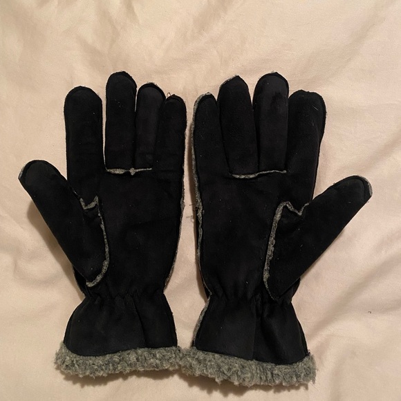 Woolrich Women’s Large Gloves Faux Suede Fleece Lined Black And Gray - Picture 7 of 7